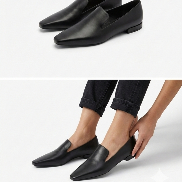 Loulou Studio Shoes - LOULOU STUDIO Carole Black Leather Loafers Pointed Toe Minimalist Flat 40 Italy